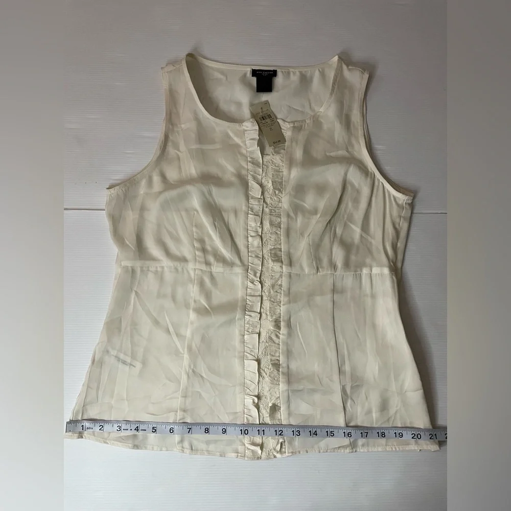 Ann Taylor Satin & Lace Cream Ivory Tank Blouse Size 8 Medium